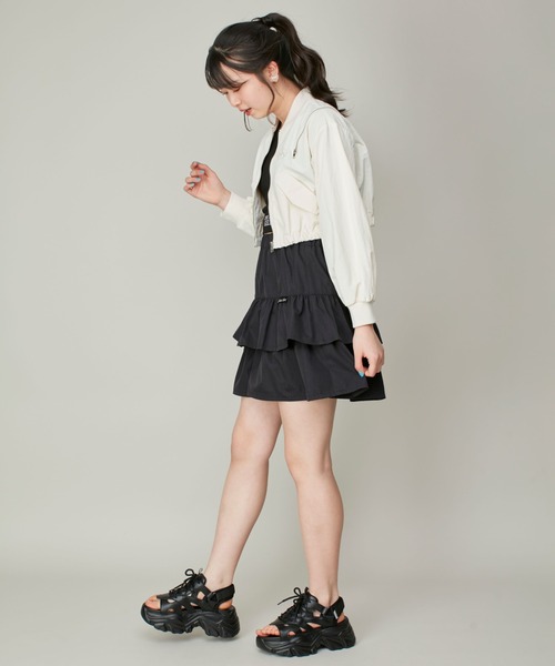 JENNI love（ジェニィラブ）の「【ウエスト調整可】ティアードスカパン（スカート・キッズ・ブラック/オフホワイト・130cm/140cm/150cm/160cm）」の20枚目の写真