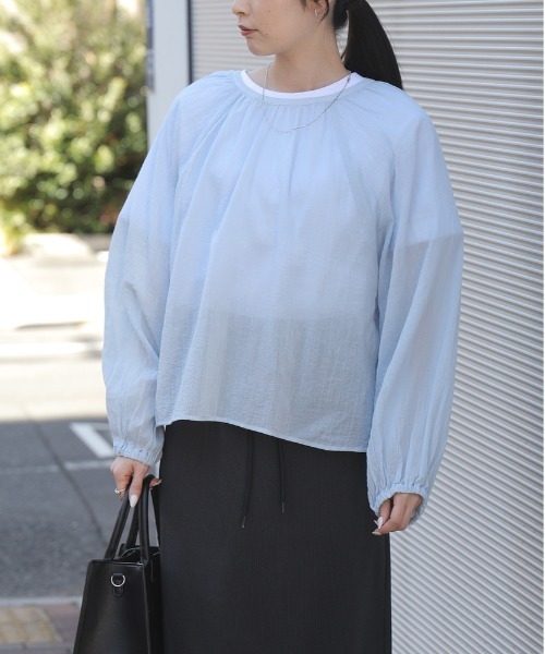 HONEYSUCKLE ROSE（ハニーサックルローズ）の「【HONEYSUCKLE ROSE】2WAYリボンブラウス（シャツ/ブラウス・レディース・オフホワイト/ブルー/ダークグレー・M/L）」の8枚目の写真