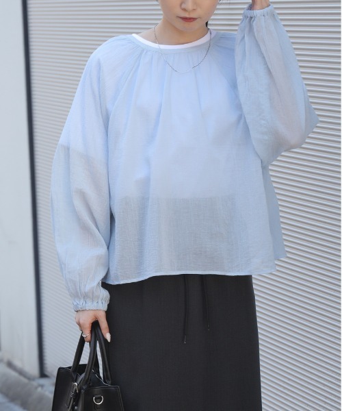 HONEYSUCKLE ROSE（ハニーサックルローズ）の「【HONEYSUCKLE ROSE】2WAYリボンブラウス（シャツ/ブラウス・レディース・オフホワイト/ブルー/ダークグレー・M/L）」の9枚目の写真