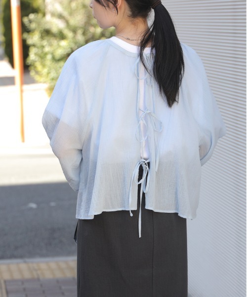 HONEYSUCKLE ROSE（ハニーサックルローズ）の「【HONEYSUCKLE ROSE】2WAYリボンブラウス（シャツ/ブラウス・レディース・オフホワイト/ブルー/ダークグレー・M/L）」の10枚目の写真