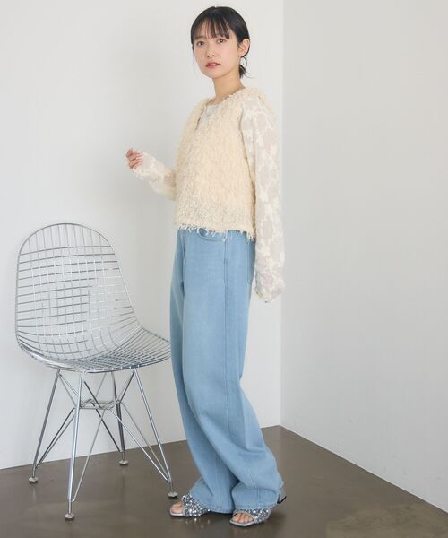 RETRO GIRL（レトロガール）の「フェザーヤーンベスト（ベスト・レディース・ブラック/ライトグレー/ナチュラル・FREE）」の10枚目の写真