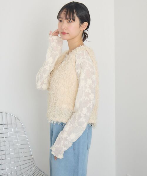 RETRO GIRL（レトロガール）の「フェザーヤーンベスト（ベスト・レディース・ブラック/ライトグレー/ナチュラル・FREE）」の14枚目の写真