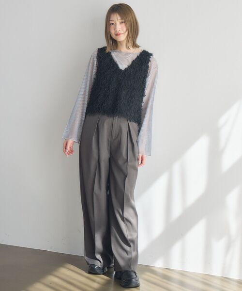 RETRO GIRL（レトロガール）の「フェザーヤーンベスト（ベスト・レディース・ブラック/ライトグレー/ナチュラル・FREE）」の16枚目の写真