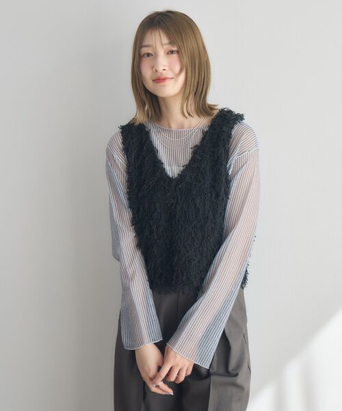 RETRO GIRL（レトロガール）の「フェザーヤーンベスト（ベスト・レディース・ブラック/ライトグレー/ナチュラル・FREE）」の20枚目の写真