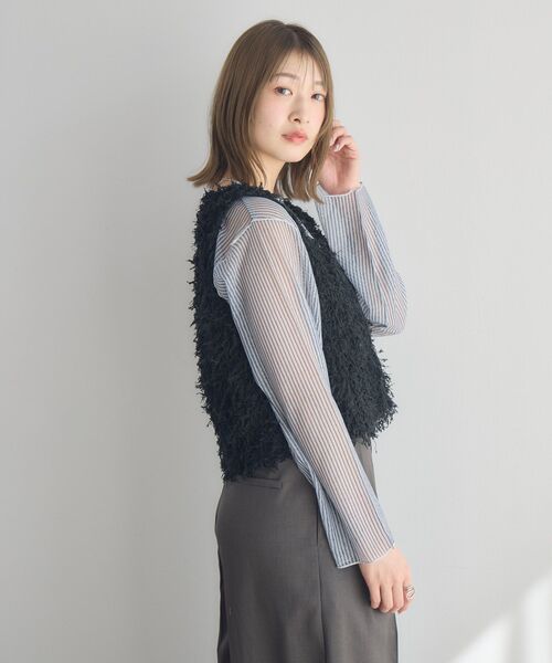 RETRO GIRL（レトロガール）の「フェザーヤーンベスト（ベスト・レディース・ブラック/ライトグレー/ナチュラル・FREE）」の21枚目の写真