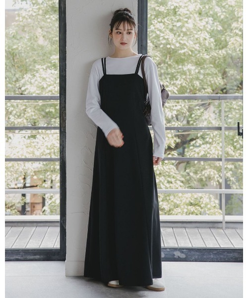 slattgir（スラットジール）の「高身長　カットジョーゼットキャミソールワンピース（トールサイズ）Essenave≪動画あり≫（ワンピース・レディース・グレイッシュベージュ/ブラック/チャコールグレー・LL/3L/4L/5L/M/L）」の20枚目の写真
