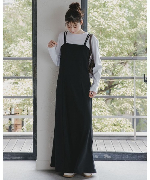 slattgir（スラットジール）の「高身長　カットジョーゼットキャミソールワンピース（トールサイズ）Essenave≪動画あり≫（ワンピース・レディース・グレイッシュベージュ/ブラック/チャコールグレー・LL/3L/4L/5L/M/L）」の21枚目の写真