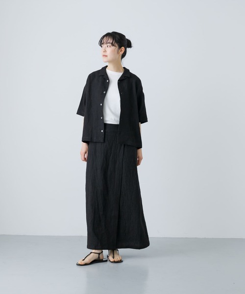 新品タグ付◇ CHARCOAL かぐれ リネンラミーオープンカラー