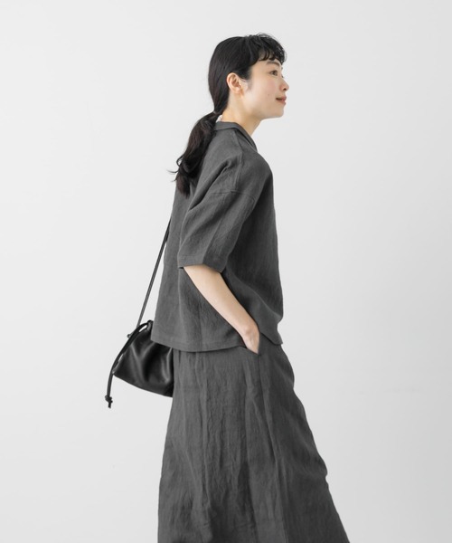 超美品　かぐれ　リネンラミーオープンカラーシャツ リネンラミーオープンカラーシャツ[GAA5-23M014]｜URBAN