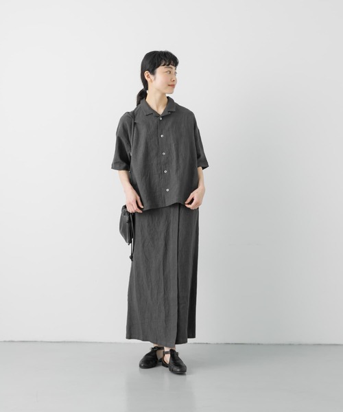 【★安心の定価販売★】 リネンラミーオープンカラーシャツ（シャツ/ブラウス）｜かぐれ トップス