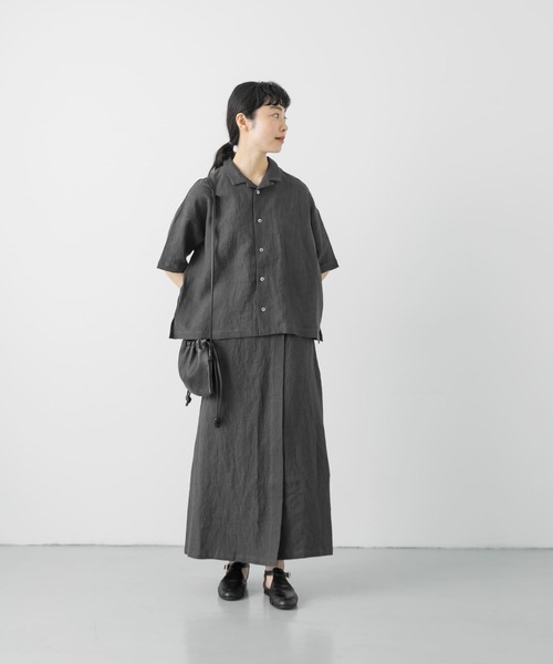 新品タグ付◆ BLACK かぐれ リネンラミーオープンカラーシャツ かぐれ（カグレ）の「リネンラミーオープンカラーシャツ（シャツ