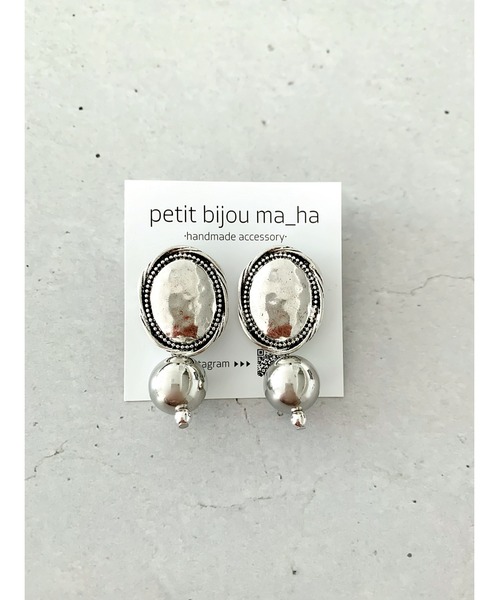 tone(トーン)の「petit bijou_ma_ha/メタルカボション×ボール2WAYピアス(ピアス(両耳用)・レディース・シルバー・FREE)」の1枚目の写真