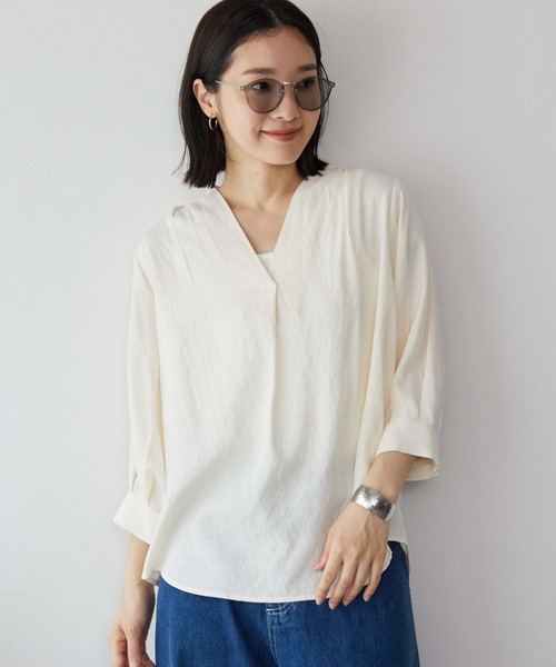 リネンライクVネックブラウス リネンライクVネックブラウス - FENNEL - FENNEL｜YAMADAYA STORE