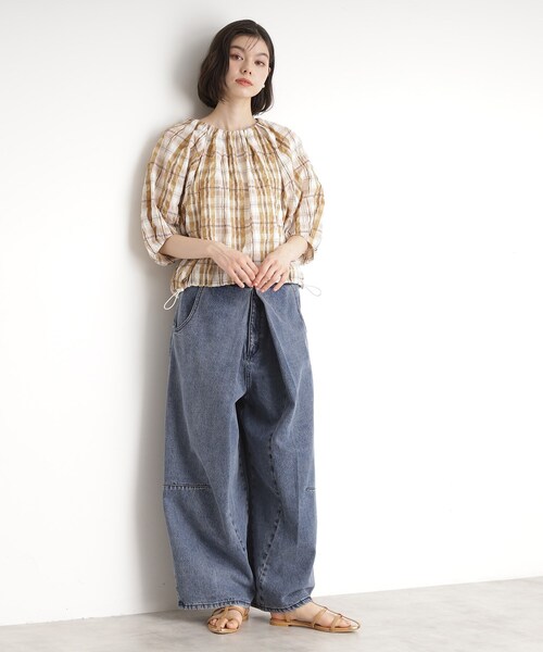 THE SHOP TK (ザ ショップ ティーケー )の「チェックギャザーブラウス【洗える】(シャツ/ブラウス・レディース・ベージュ系1/ブラック系1・99)」の9枚目の写真