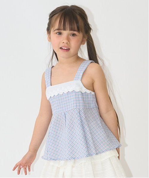Lycee mine(リセマイン)の「柄アソートペプラムキャミソール【子供服】【キッズ】【女の子】(タンクトップ・キッズ・エメラルド/アイボリー/サックスブルー/クリーム/ラベンダー/ピンク・140cm/130cm/100cm/120cm/110cm/150cm)」の1枚目の写真