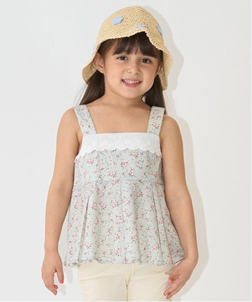 Lycee mine(リセマイン)の「柄アソートペプラムキャミソール【子供服】【キッズ】【女の子】(タンクトップ・キッズ・エメラルド/アイボリー/サックスブルー/クリーム/ラベンダー/ピンク・140cm/130cm/100cm/120cm/110cm/150cm)」の4枚目の写真