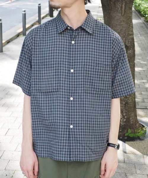 B:MING by BEAMS（ビーミングバイビームス）の「スモールチェック ハーフスリーブ シャツ（シャツ/ブラウス・メンズ・オレンジ/チャコールグレー・XL/L/M/S）」の2枚目の写真