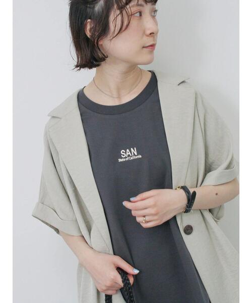 Samansa Mos2 blue(サマンサモスモスブルー)の「フレンチスリーブTシャツ(Tシャツ/カットソー・レディース・ラベンダー/サックスブルー/オフホワイト/チャコールグレー/シルバーグレー・F)」の1枚目の写真