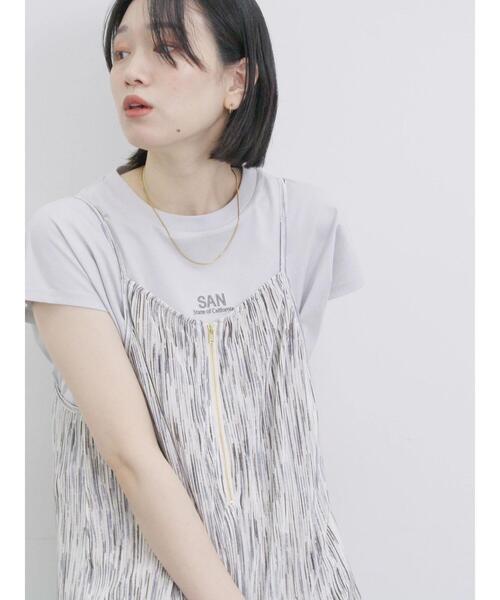 Samansa Mos2 blue(サマンサモスモスブルー)の「フレンチスリーブTシャツ(Tシャツ/カットソー・レディース・ラベンダー/サックスブルー/オフホワイト/チャコールグレー/シルバーグレー・F)」の3枚目の写真