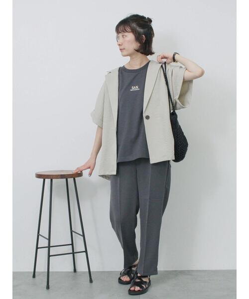 Samansa Mos2 blue(サマンサモスモスブルー)の「フレンチスリーブTシャツ(Tシャツ/カットソー・レディース・ラベンダー/サックスブルー/オフホワイト/チャコールグレー/シルバーグレー・F)」の10枚目の写真
