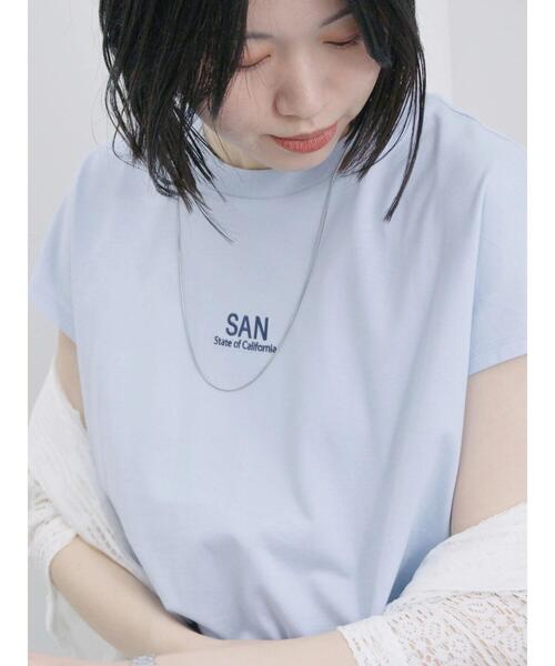 Samansa Mos2 blue(サマンサモスモスブルー)の「フレンチスリーブTシャツ(Tシャツ/カットソー・レディース・ラベンダー/サックスブルー/オフホワイト/チャコールグレー/シルバーグレー・F)」の12枚目の写真