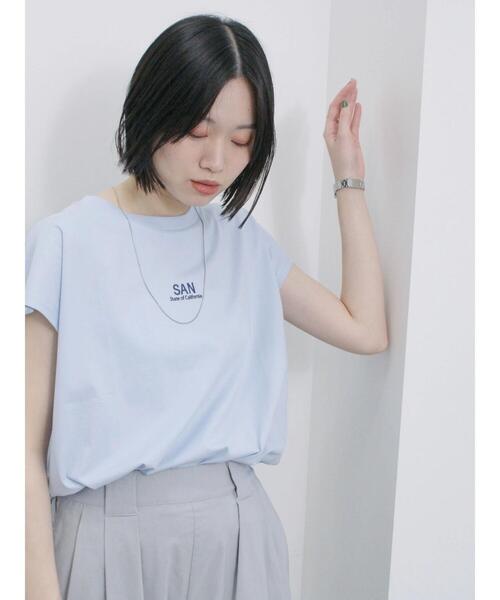 Samansa Mos2 blue(サマンサモスモスブルー)の「フレンチスリーブTシャツ(Tシャツ/カットソー・レディース・ラベンダー/サックスブルー/オフホワイト/チャコールグレー/シルバーグレー・F)」の13枚目の写真