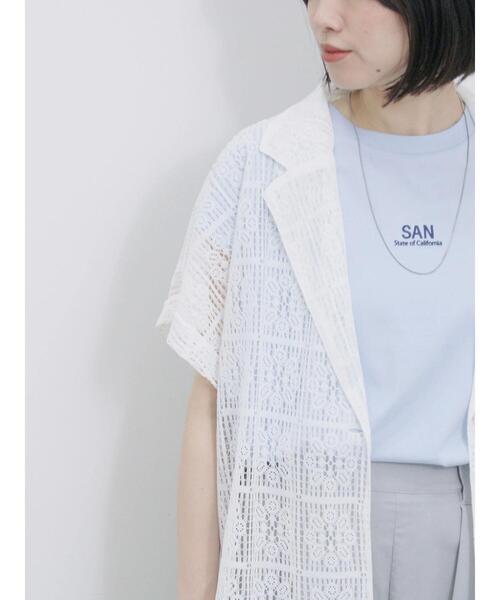 Samansa Mos2 blue(サマンサモスモスブルー)の「フレンチスリーブTシャツ(Tシャツ/カットソー・レディース・ラベンダー/サックスブルー/オフホワイト/チャコールグレー/シルバーグレー・F)」の15枚目の写真