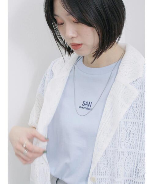 Samansa Mos2 blue(サマンサモスモスブルー)の「フレンチスリーブTシャツ(Tシャツ/カットソー・レディース・ラベンダー/サックスブルー/オフホワイト/チャコールグレー/シルバーグレー・F)」の16枚目の写真