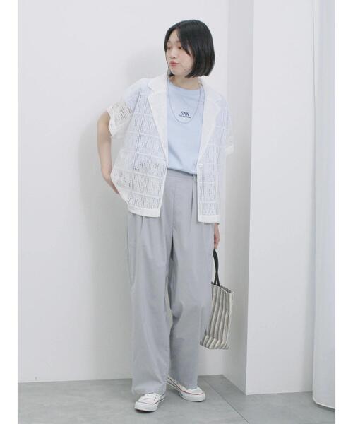 Samansa Mos2 blue(サマンサモスモスブルー)の「フレンチスリーブTシャツ(Tシャツ/カットソー・レディース・ラベンダー/サックスブルー/オフホワイト/チャコールグレー/シルバーグレー・F)」の17枚目の写真