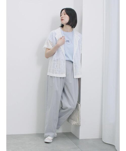 Samansa Mos2 blue(サマンサモスモスブルー)の「フレンチスリーブTシャツ(Tシャツ/カットソー・レディース・ラベンダー/サックスブルー/オフホワイト/チャコールグレー/シルバーグレー・F)」の18枚目の写真