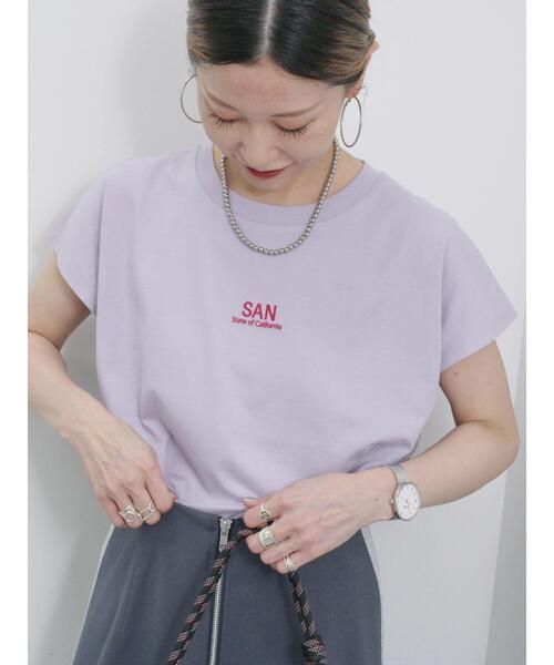 Samansa Mos2 blue(サマンサモスモスブルー)の「フレンチスリーブTシャツ(Tシャツ/カットソー・レディース・ラベンダー/サックスブルー/オフホワイト/チャコールグレー/シルバーグレー・F)」の21枚目の写真