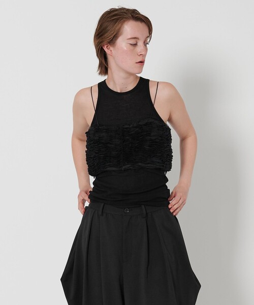 AEWEN MATOPH シャーリングキャミソール セール】＜AEWEN MATOPH＞テープ シャーリング キャミソール