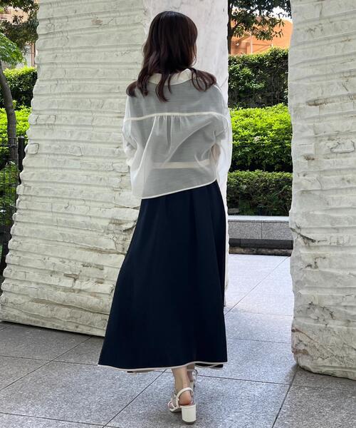セール】【配色・きれいめ・通勤】タックプリーツ配色ワンピース
