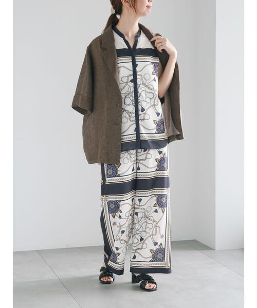 Te chichi（テチチ）の「【松井愛莉着用】スカーフプリントブラウス（セットアップ可）《2025summer catalog item》（シャツ/ブラウス・レディース・サックスブルー/ネイビー・F）」の5枚目の写真