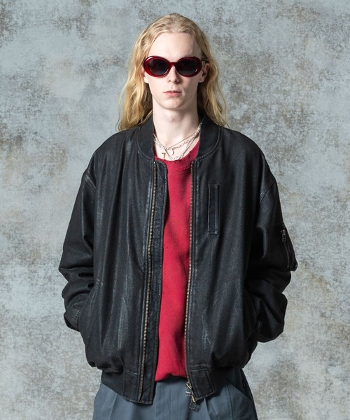 glamb（グラム）の「Paraffin Coated Denim MA-1 / パラフィンコートデニムMA-1（MA-1・メンズ・ブラック/グレー・S/M/L）」の7枚目の写真