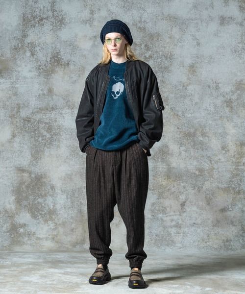 glamb（グラム）の「Paraffin Coated Denim MA-1 / パラフィンコートデニムMA-1（MA-1・メンズ・ブラック/グレー・S/M/L）」の14枚目の写真