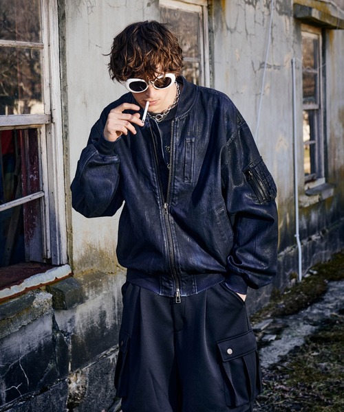 glamb（グラム）の「Paraffin Coated Denim MA-1 / パラフィンコートデニムMA-1（MA-1・メンズ・ブラック/グレー・S/M/L）」の16枚目の写真