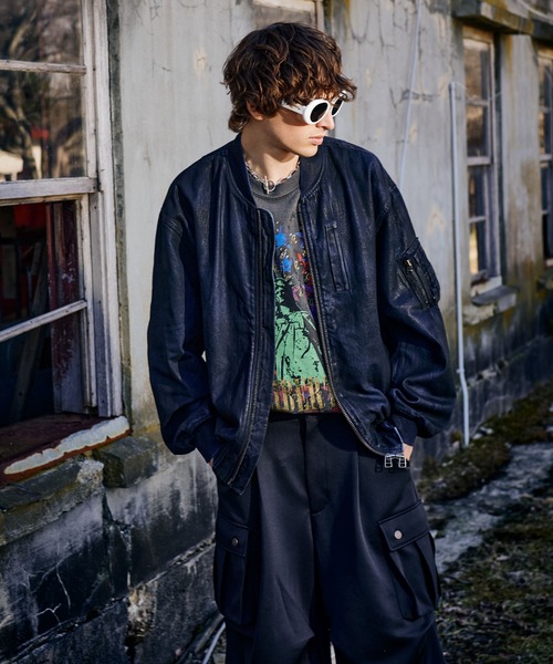 glamb（グラム）の「Paraffin Coated Denim MA-1 / パラフィンコートデニムMA-1（MA-1・メンズ・ブラック/グレー・S/M/L）」の17枚目の写真