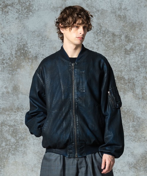 glamb（グラム）の「Paraffin Coated Denim MA-1 / パラフィンコートデニムMA-1（MA-1・メンズ・ブラック/グレー・S/M/L）」の6枚目の写真