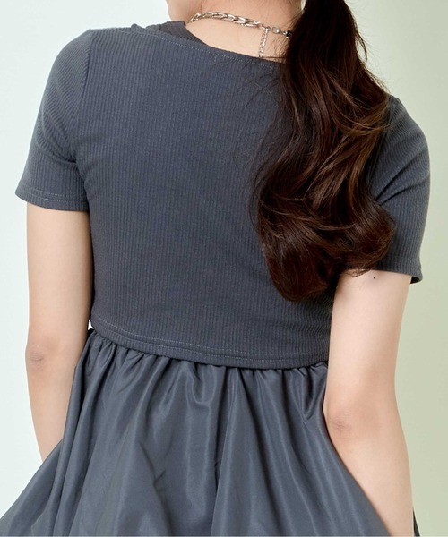 GORGE(ゴージ)の「《レースアップ×アンサンブル風》レディース 半袖トップス クロップド丈 春夏秋(Tシャツ/カットソー・レディース・オフホワイト/ブラック/チャコール・F)」の12枚目の写真