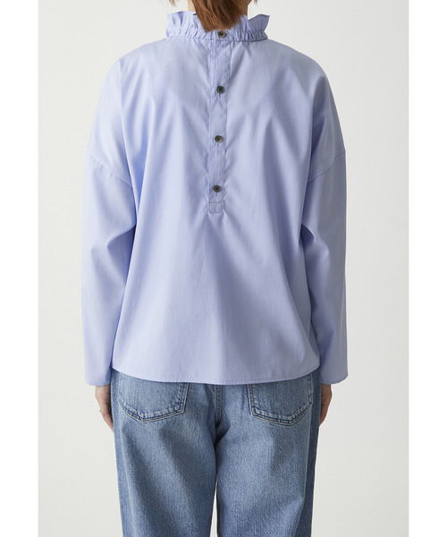 1er Arrondissement（プルミエアロンディスモン）の「【富岡佳子×1er Arrondissement】スタンドラッフルカラーブラウス（シャツ/ブラウス・レディース・ターコイズブルー/オフホワイト・FREE）」の7枚目の写真