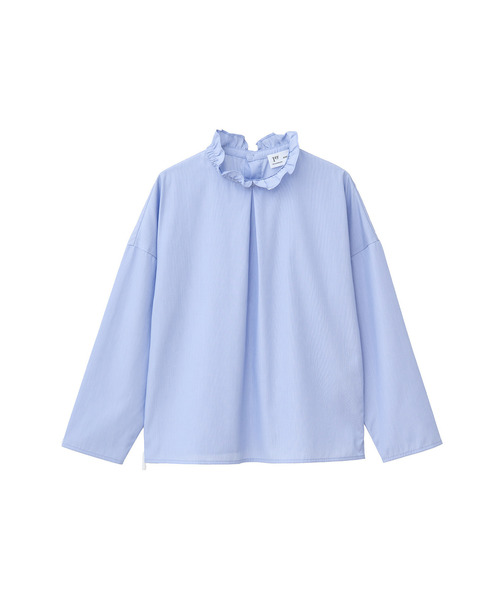 1er Arrondissement（プルミエアロンディスモン）の「【富岡佳子×1er Arrondissement】スタンドラッフルカラーブラウス（シャツ/ブラウス・レディース・ターコイズブルー/オフホワイト・FREE）」の8枚目の写真