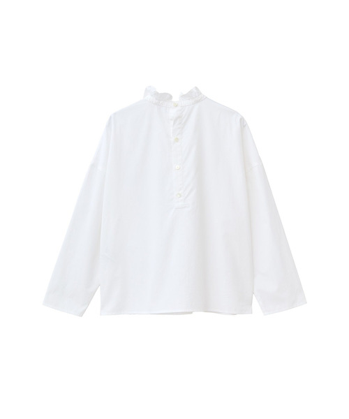 1er Arrondissement（プルミエアロンディスモン）の「【富岡佳子×1er Arrondissement】スタンドラッフルカラーブラウス（シャツ/ブラウス・レディース・ターコイズブルー/オフホワイト・FREE）」の21枚目の写真