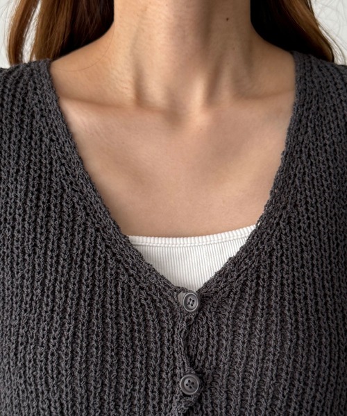 CANAL JEAN（キャナルジーン）の「El mar　3つボタンニットベスト（タンクトップ・レディース・チャコールグレー/ベージュ・ONE SIZE）」の12枚目の写真