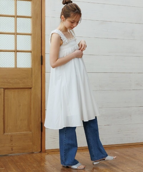 【関税込み】FLORE FLORE オフホワイト May ミニワンピース ホワイトミニワンピース | ramie web store