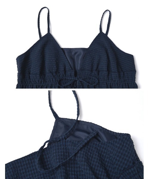 Re:EDIT(リエディ)の「ギンガムチェックリボンキャミソールビスチェ(キャミソール・レディース・ネイビー/ブラック/オフホワイト・MEDIUM/LARGE)」の17枚目の写真