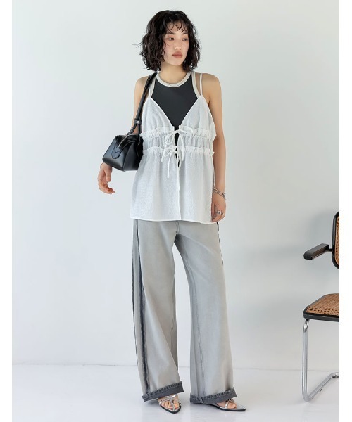 Re:EDIT(リエディ)の「ギンガムチェックリボンキャミソールビスチェ(キャミソール・レディース・ネイビー/ブラック/オフホワイト・MEDIUM/LARGE)」の8枚目の写真