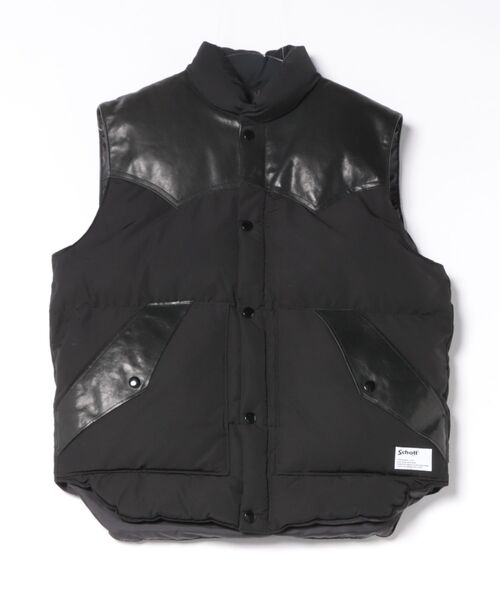 schott(ショット)の「LEATHER COMB. VEST(ベスト・メンズ・ブラック・M)」の1枚目の写真