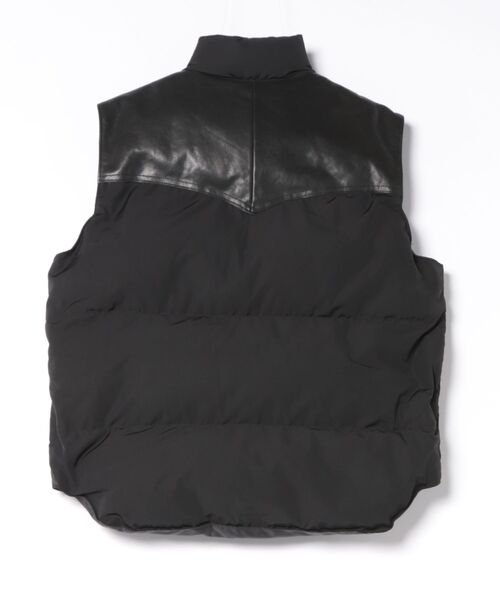 schott(ショット)の「LEATHER COMB. VEST(ベスト・メンズ・ブラック・M)」の2枚目の写真