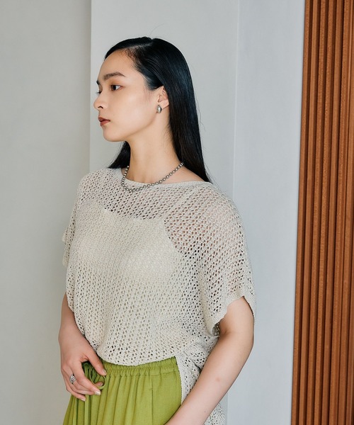 LEPSIM（レプシィム）の「7ゲージテープヤーンフレンチスリーブプルオーバー　496938（ニット/セーター・レディース・アイボリー/イエロー系その他/ライトブルー/ブラック・FREE）」の17枚目の写真